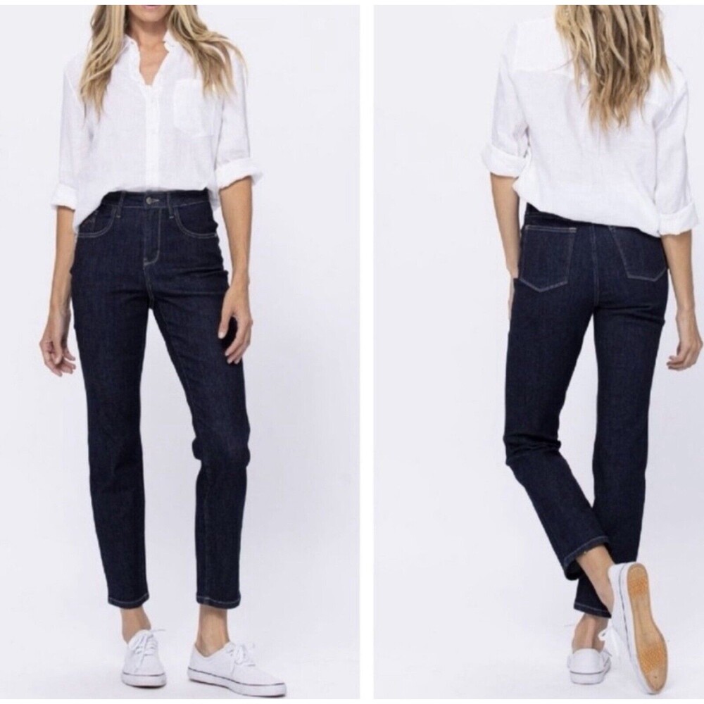 Judy Blue Rinse Wash Mom Jeans Dark Blue High-Rise 26 - Picture 1 of 14